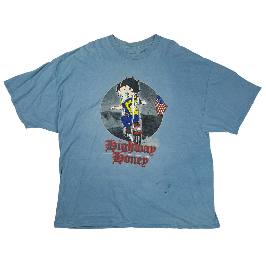 Motorcycle Vintage T-Shirt - Betty Boop Highway Honey - Blue