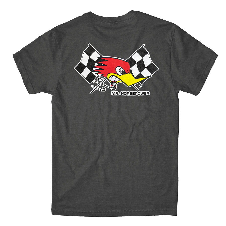 Mr. Horsepower Checkered Flag T-Shirt - Heather Grey