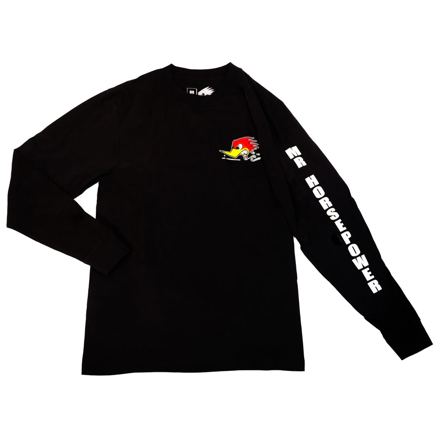 Mr. Horsepower Traditional Design Long Sleeve T-Shirt - Black