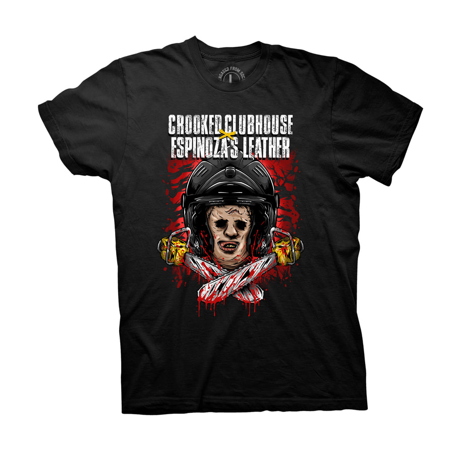 Crooked Clubhouse Leather Face Tee - Black
