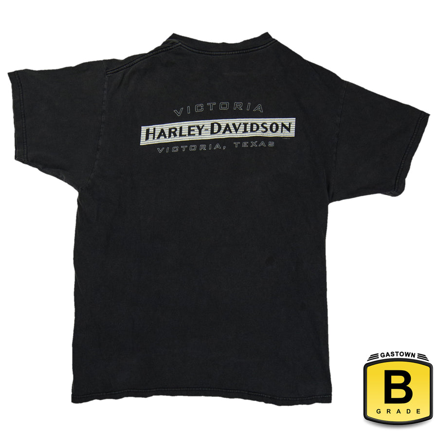 Harley Davidson Vintage T-Shirt - Around The World Harley Victoria Texas - Black
