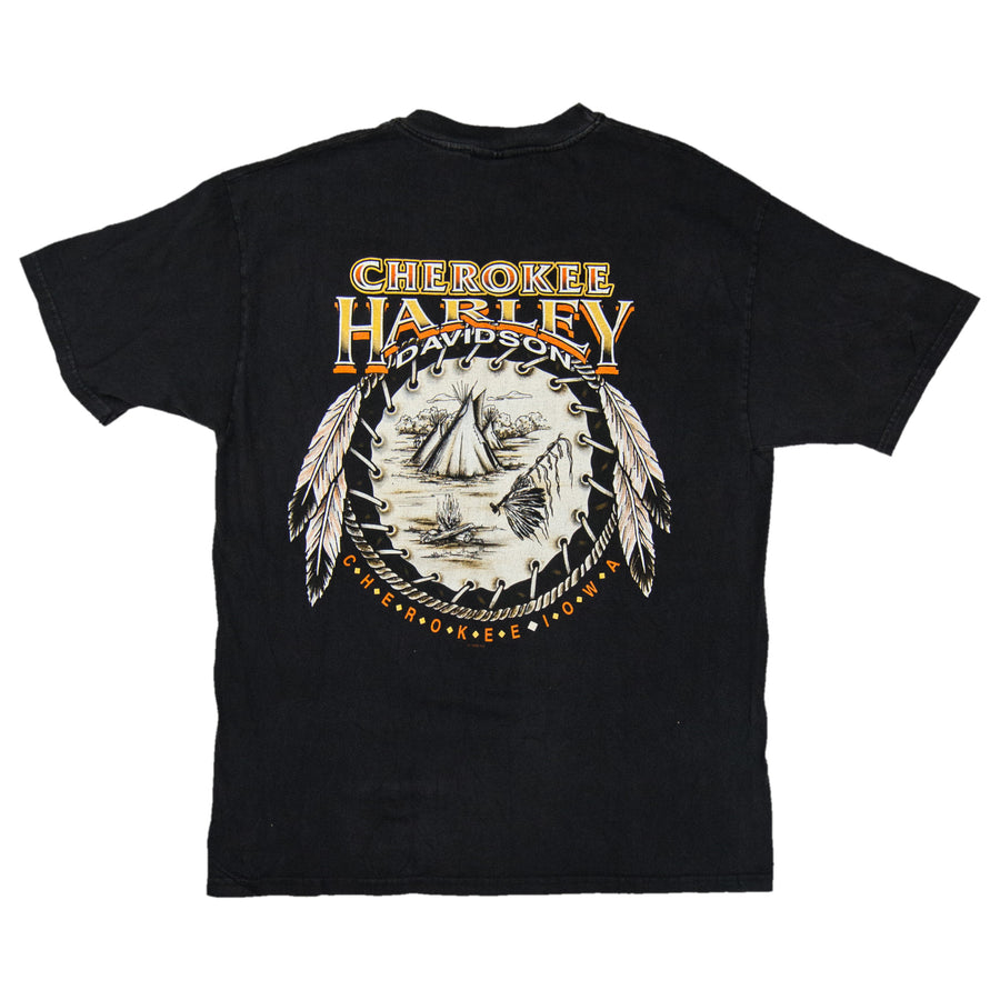 Harley Davidson Vintage T-Shirt - Dreamcatcher Cherokee Harley Iowa - Black