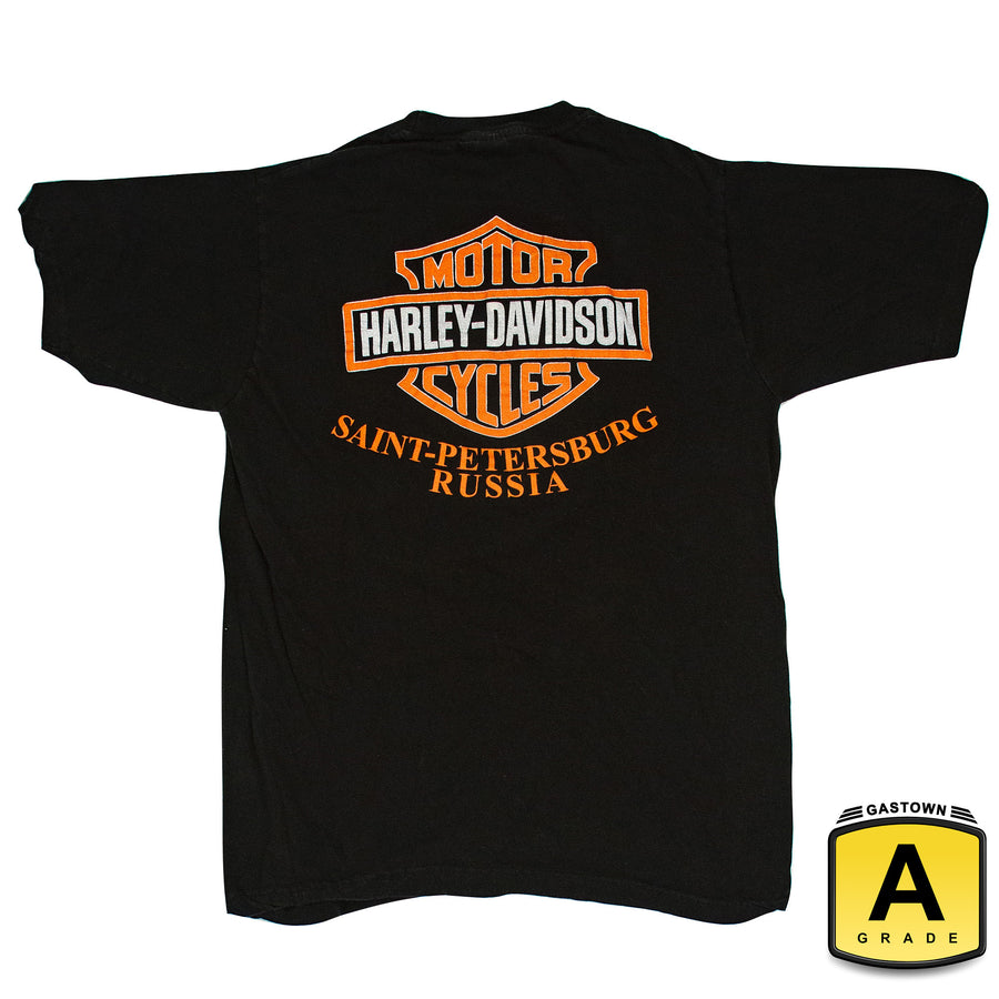 Harley Davidson Vintage T-Shirt - Saint Petersburg Harley Russia - Black