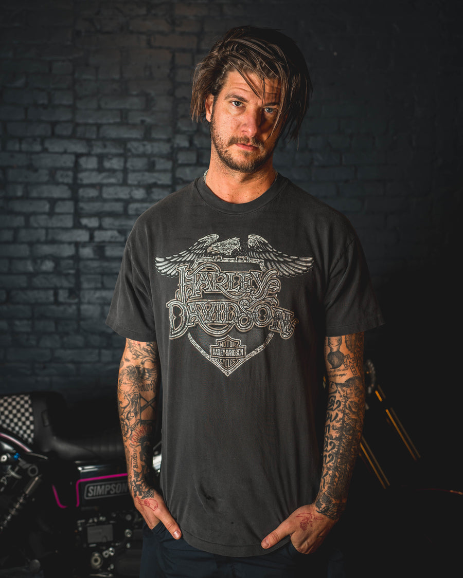 Harley Davidson Vintage T-Shirt - Alvins Harley Edinburgh - Black