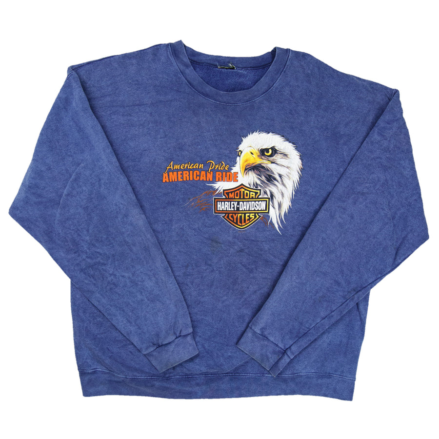 Harley Davidson Vintage Sweatshirt - American Ride Battlefield Harley Gettysburg PA - Blue Acid Wash