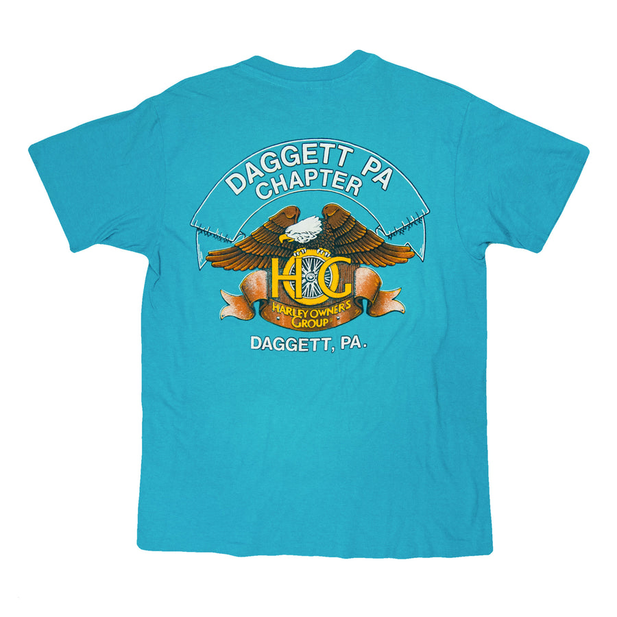 Harley Davidson Vintage T-Shirt - Harley Owners Group Daggett PA - Aqua Blue