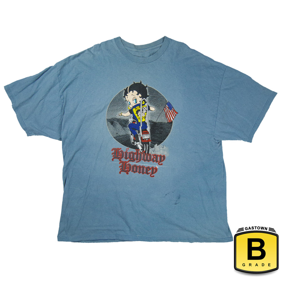Motorcycle Vintage T-Shirt - Betty Boop Highway Honey - Blue