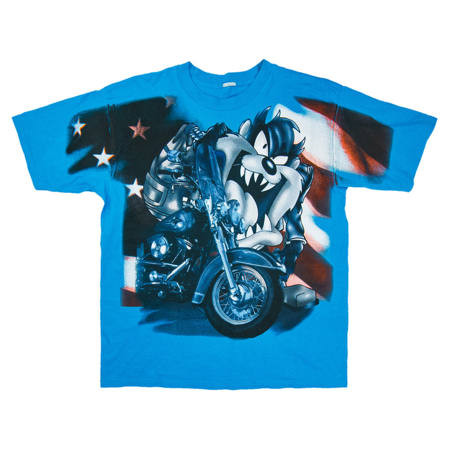 Motorcycle Vintage T-Shirt - Taz Looney Tunes - Blue